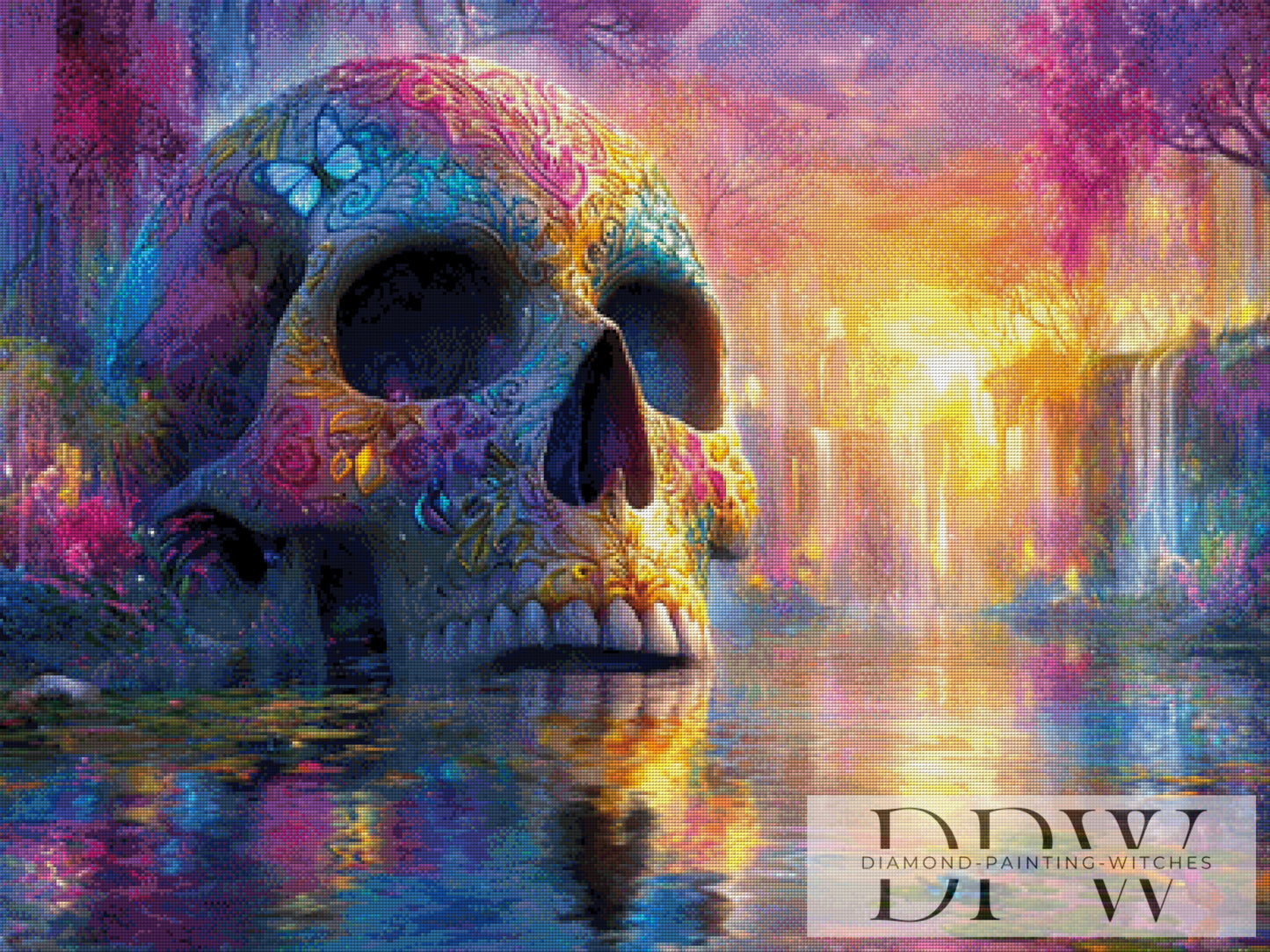 Bunte Skull Landschaft by Casalla Vendetta 100x75cm mit 340 Farben DPW-3213