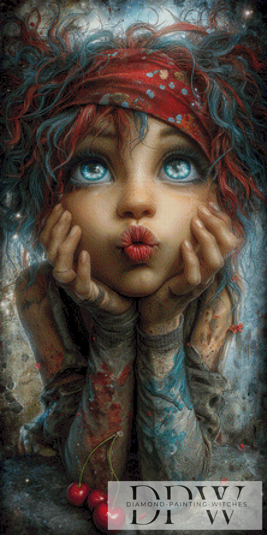 Cherry Lady by CreatiVart 55x110cm mit 190 Farben DPW-3224