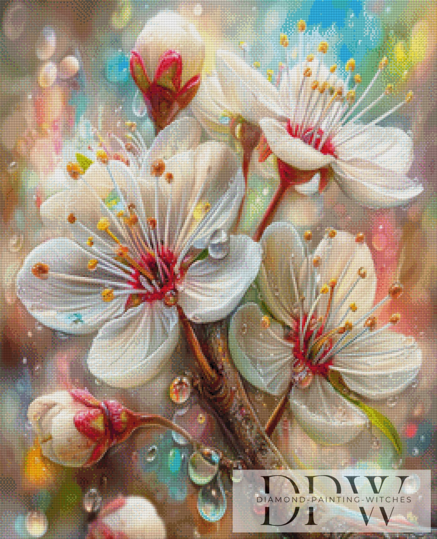 Weiße Blümchen by CreatiVart 65x80cm mit 290 Farben DPW-3225