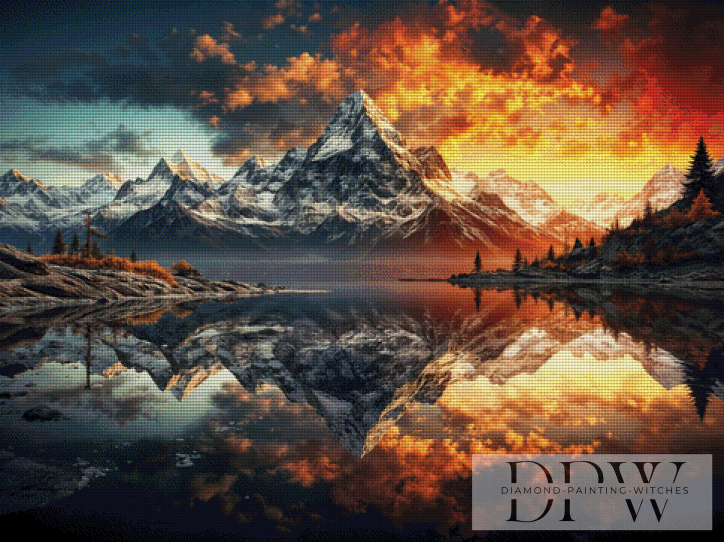Mountain Reflection by Pixxel Pics 120x90cm mit 195 Farben DPW-329