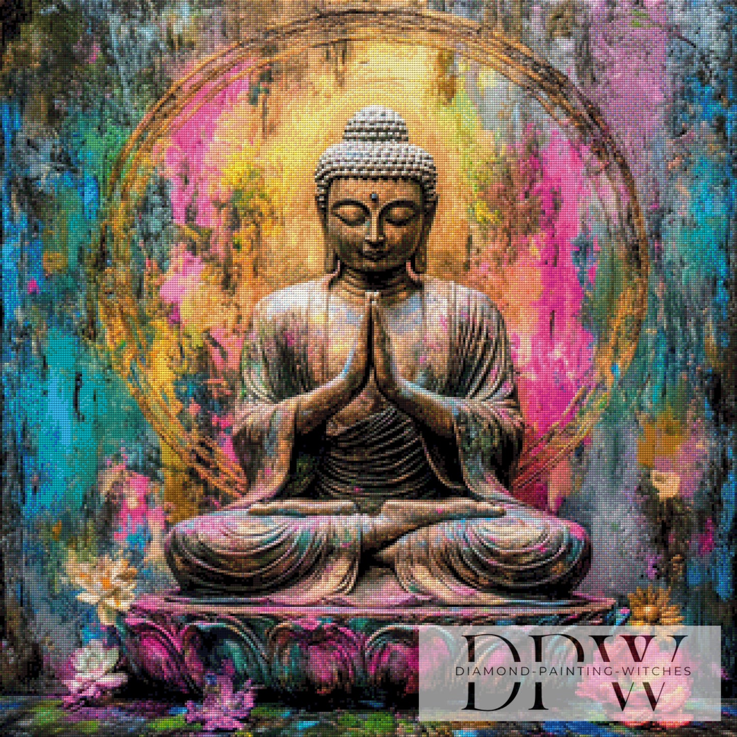 Buddha by CreatiVart 80x80cm mit 350 Farben DPW-3338