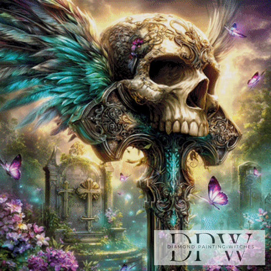 Geflügelter Skull by _sweet_loco_AI 80x80cm mit 270 Farben DPW-3339