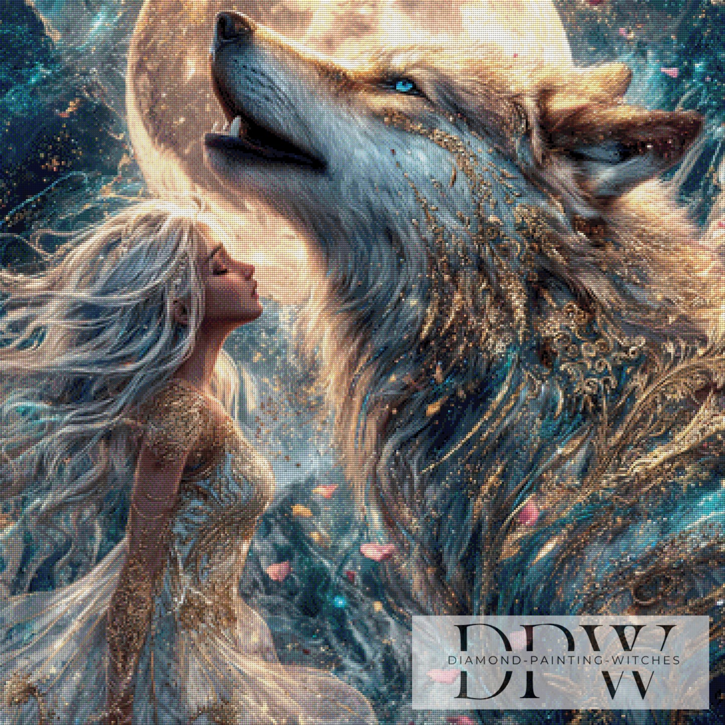 Der Ruf des Wolfes by Lisa Morgan 90x90cm mit 210 Farben DPW-3348