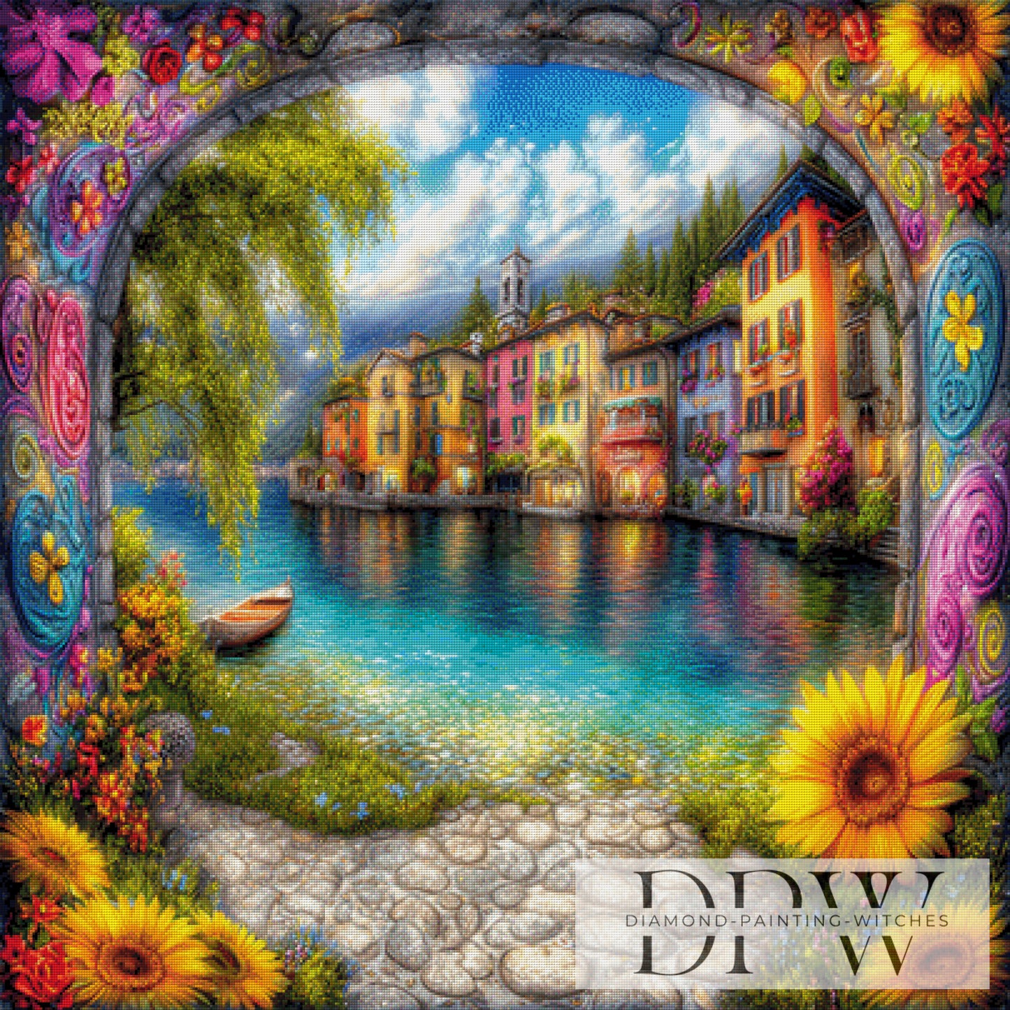 Kunterbunte Stadt by CreatiVart 100x100cm mit 400 Farben DPW-3367