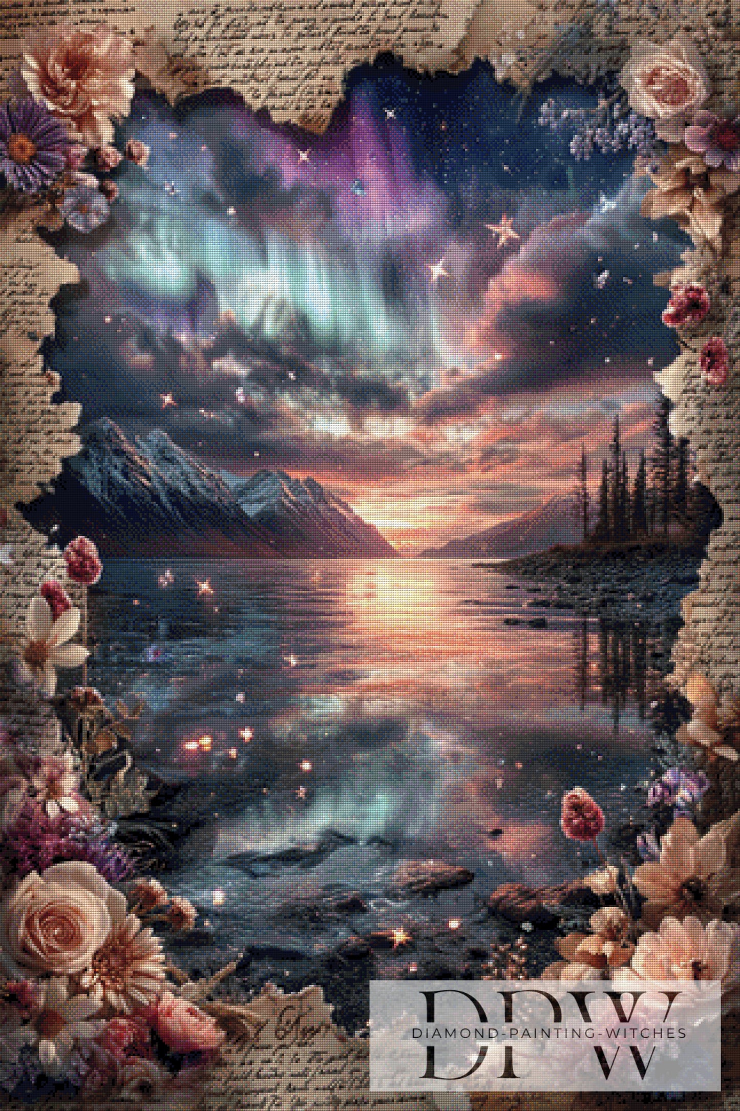 Vintage Polarlichter by ellufija 80x120cm mit 210 Farben DPW-3379