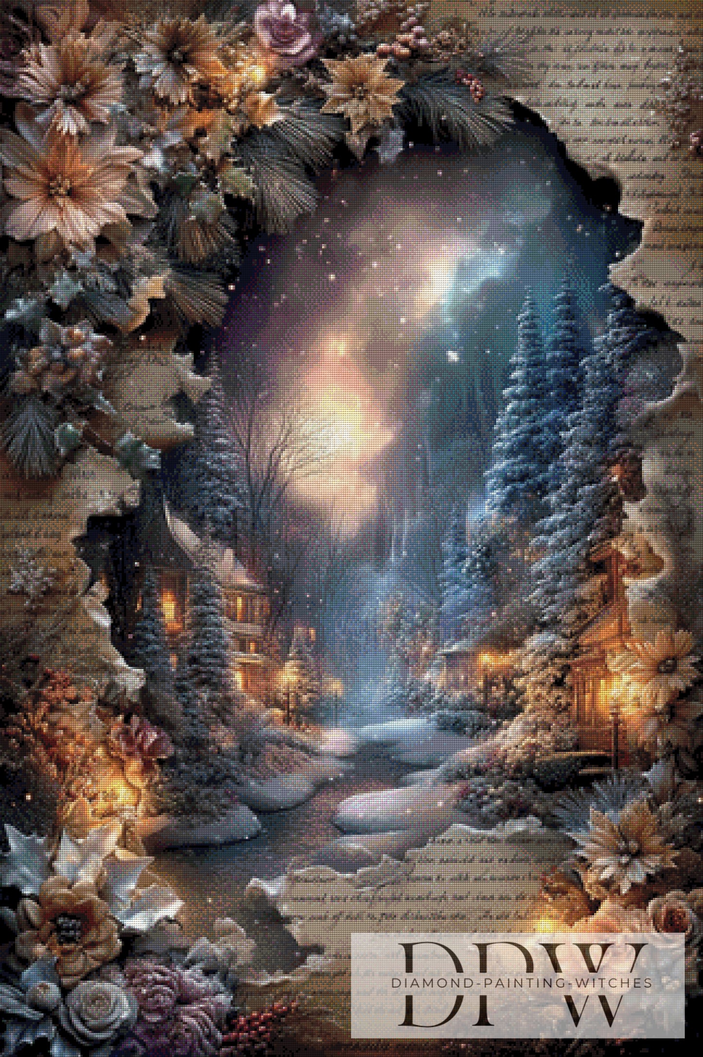 Vintage Winterdorf by ellufija 80x120cm mit 200 Farben DPW-3380