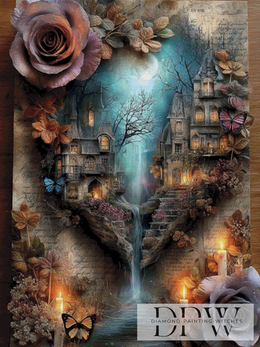 Vintage Hofschloß by Elly_A.I  90x120cm mit 230 Farben DPW-3390