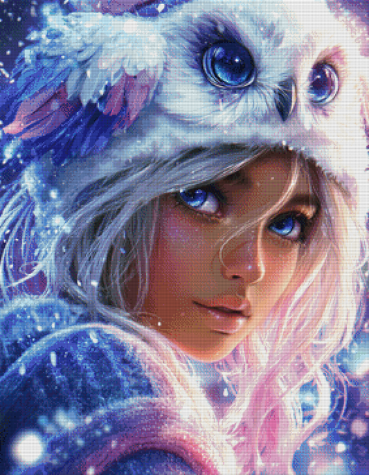 Eulenmädchen by Sweet_Loco_AI 70x90cm mit 180 Farben DPW-3404