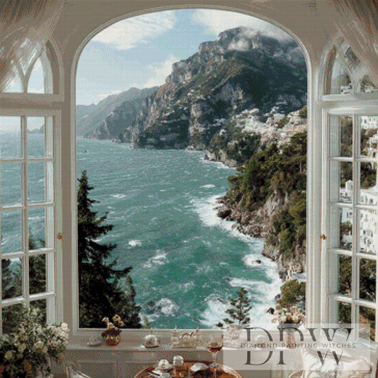 Fenster zum Meer by theA.art 90x90cm mit 140 Farben DPW-340