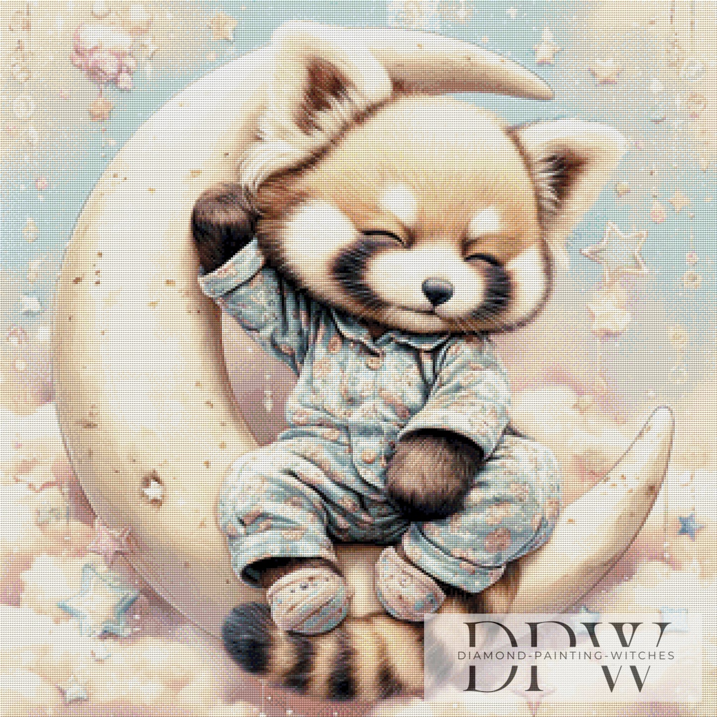 Pyjama Panda by Lisa Morgan 80x80cm mit 135 Farben DPW-3414