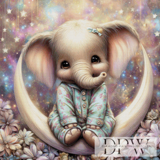 Pyjama Elefant by Lisa Morgan 80x80cm mit 195 Farben DPW-3415