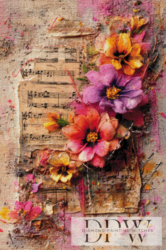 Vintage Blümchen by ellufija 70x105cm mit 280 Farben DPW-3437