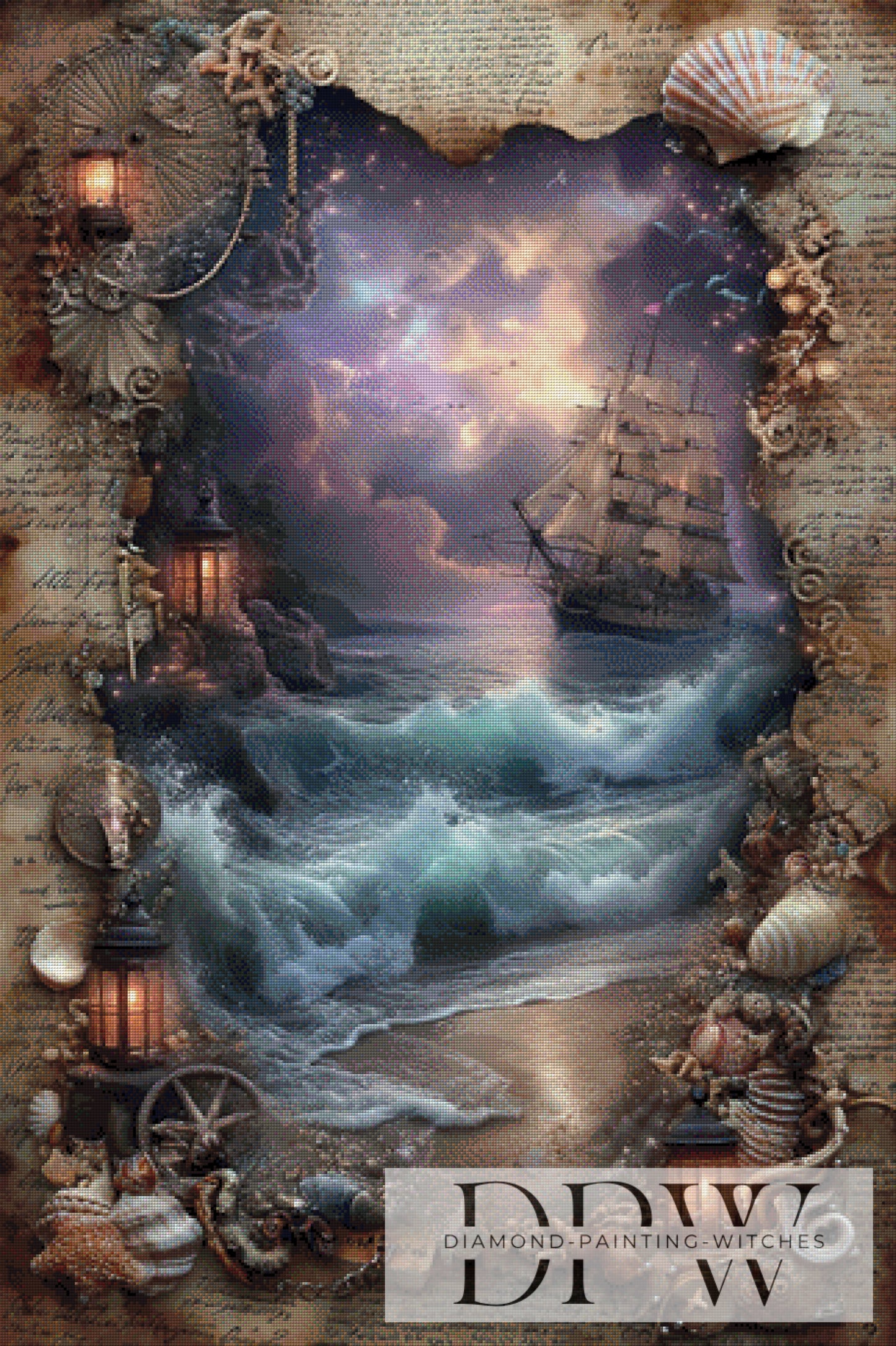 Vintage Schiff by ellufija 80x120cm mit 185 Farben DPW-3438