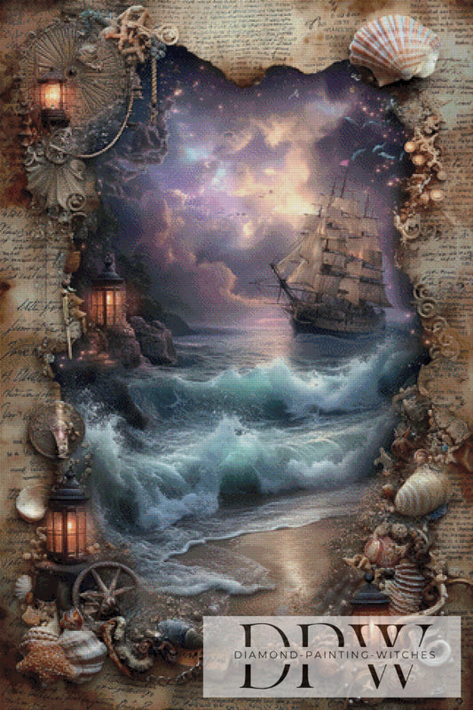 Vintage Schiff by ellufija 80x120cm mit 185 Farben DPW-3438