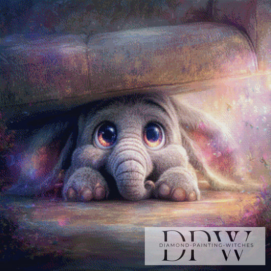 Elefant unterm Sofa by ellufija 70x70cm mit 150 Farben DPW-3444