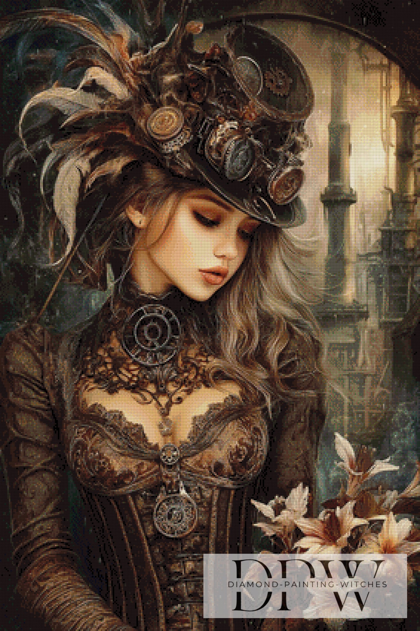 Steampunk Lady 70x105cm mit 120 Farben DPW-3445