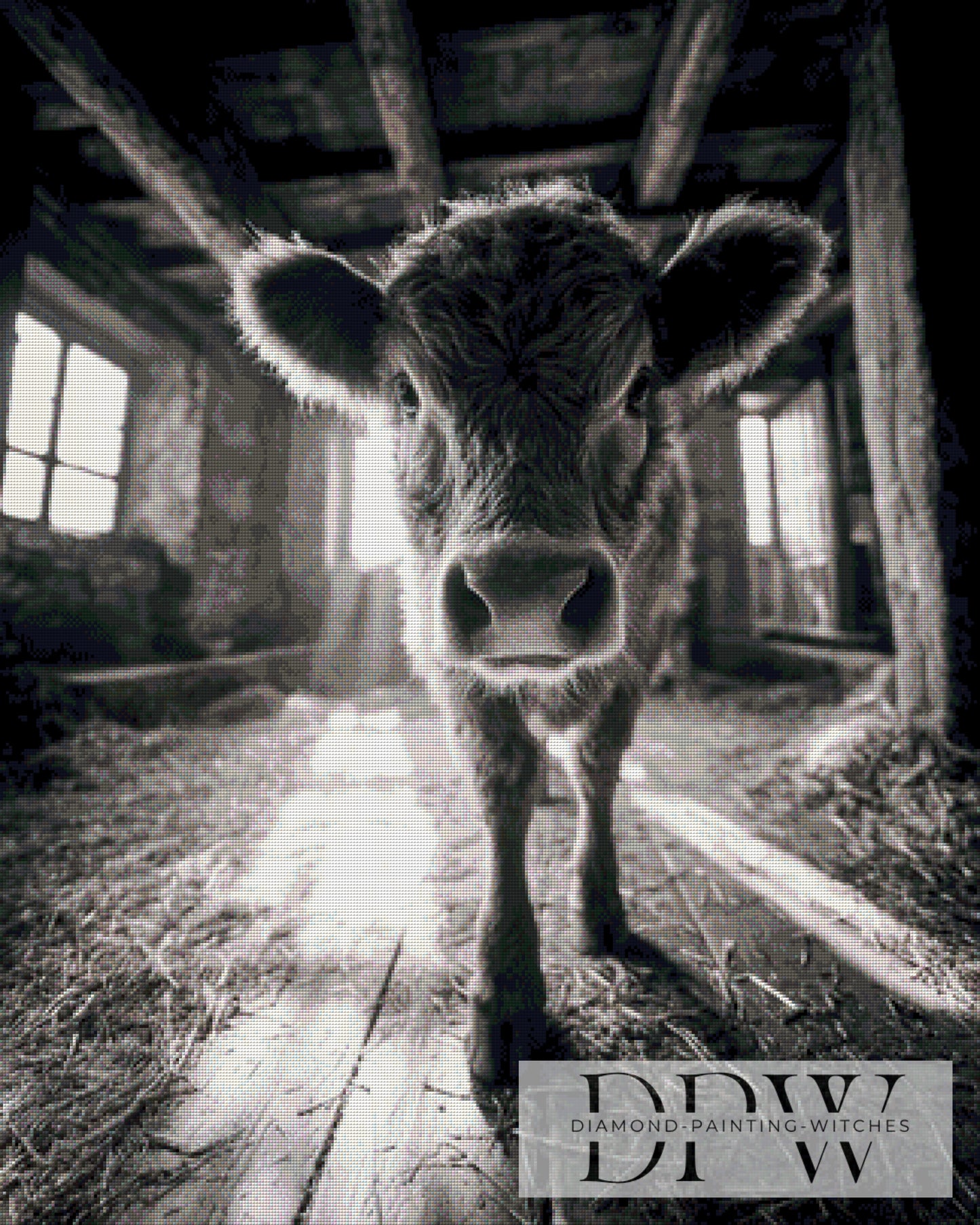 Im Kuhstall Anno 1890 by ellufija 80x100cm mit 50 Farben DPW-3447