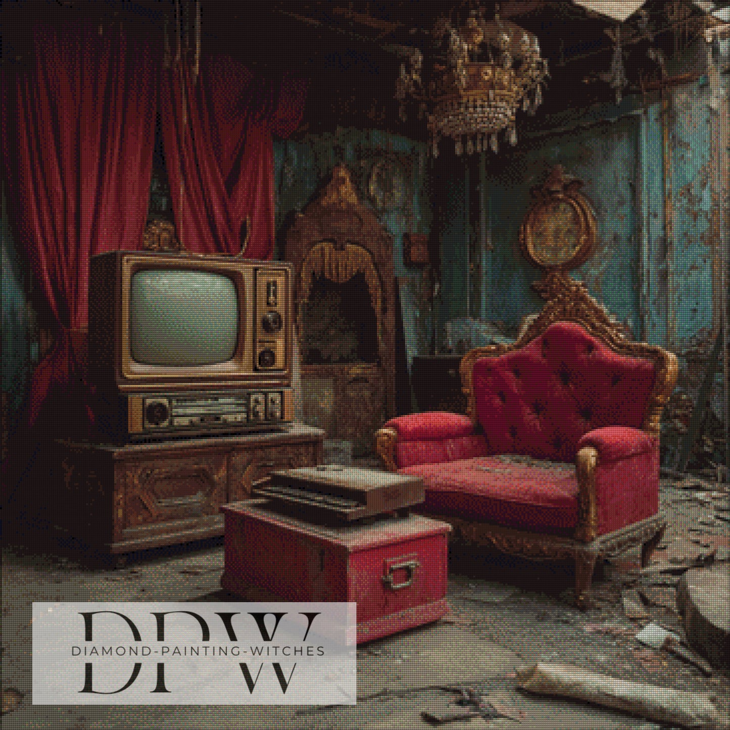 Nostalgisches Wohnzimmer by ellufija 90x90cm mit 115 Farben DPW-3448