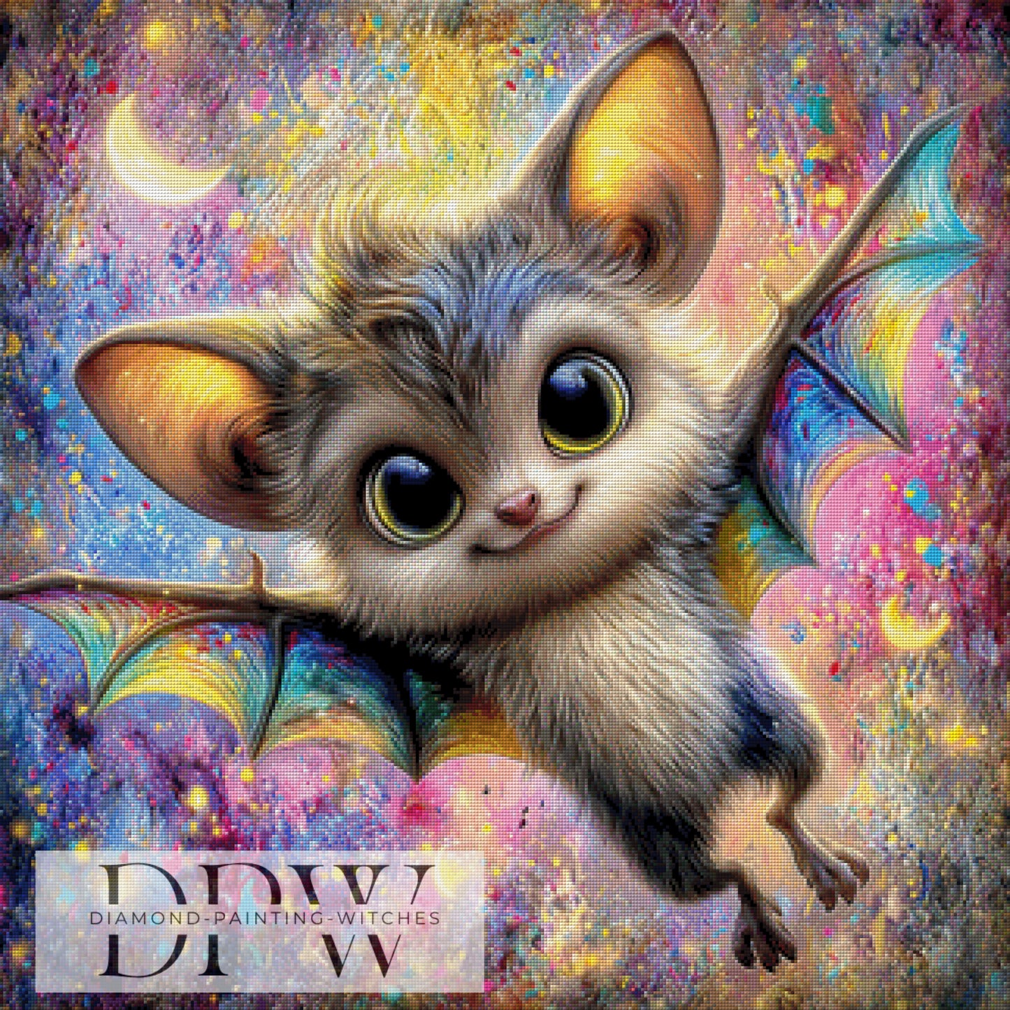 Fritzi Fledermausi by Casalla Vendetta 80x80cm mit 330 Farben DPW-3453