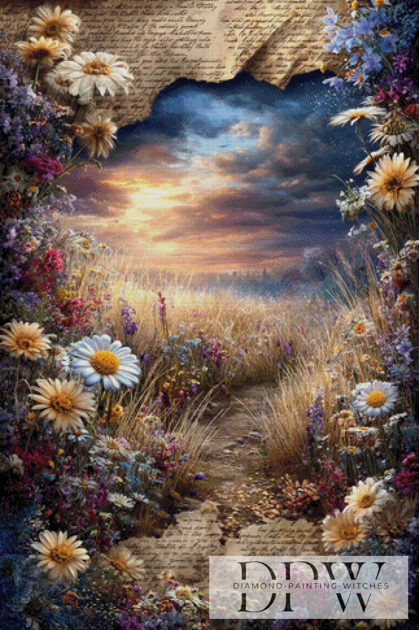 Vintage Wildblümchen by ellufija 80x120cm mit 270 Farben DPW-3462