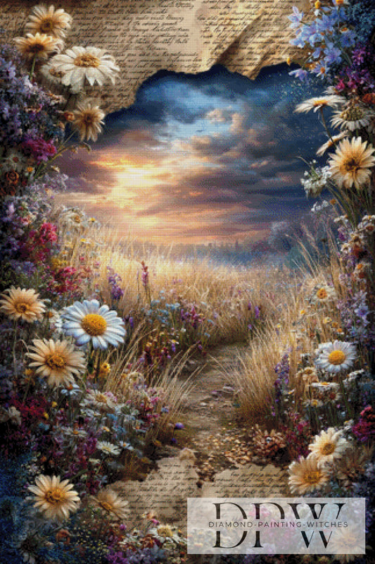 Vintage Wildblümchen by ellufija 80x120cm mit 270 Farben DPW-3462