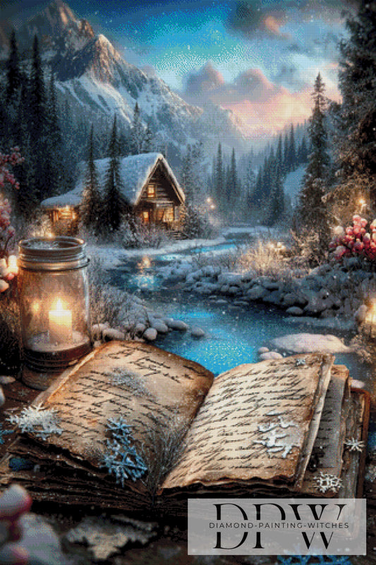 Vintage Schneehütte by ellufija 80x120cm mit 220 Farben DPW-3463