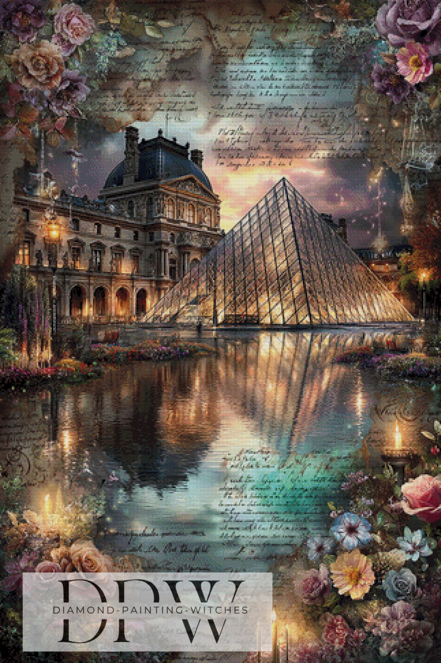 Vintage Louvre Pyramide by ellufija 80x120cm mit 270 Farben DPW-3512