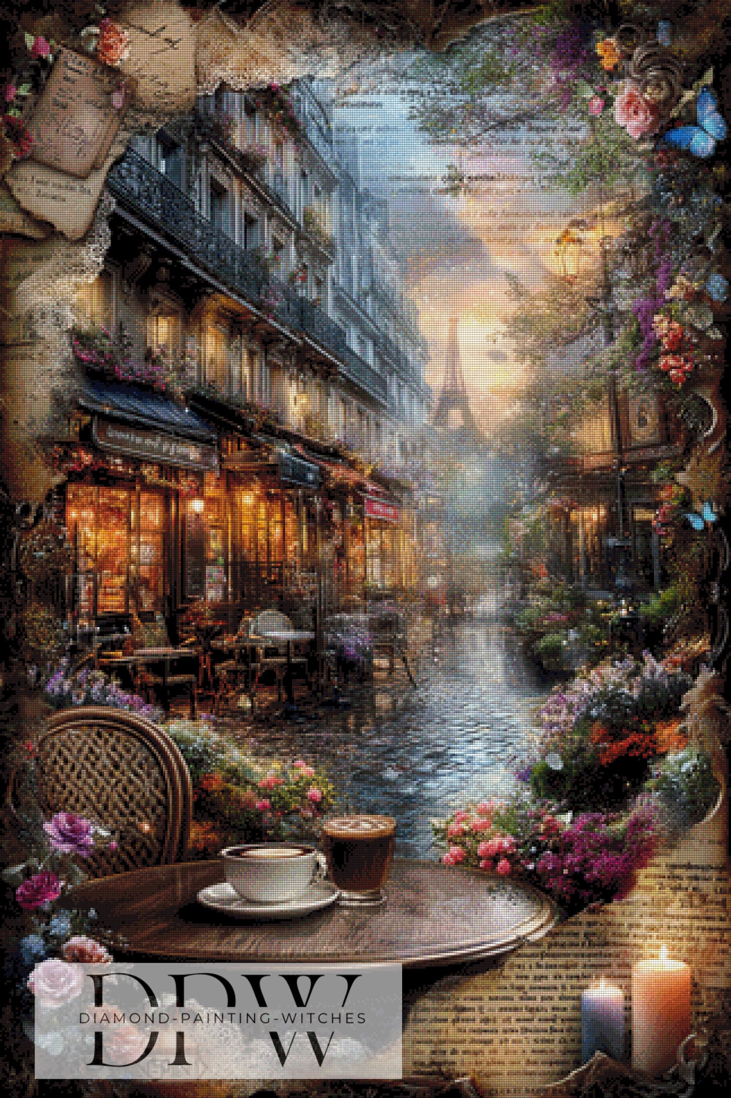 Vintage Cafe by ellufija 80x120cm mit 280 Farben DPW-3513