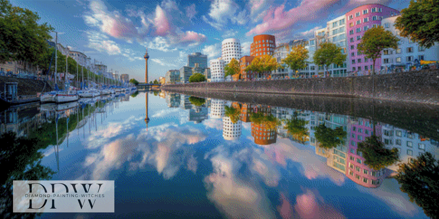 Düsseldorfer Medienhafen by theA.art 120x60cm mit 250 Farben DPW-3518