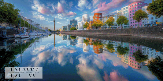 Düsseldorfer Medienhafen by theA.art 120x60cm mit 250 Farben DPW-3518