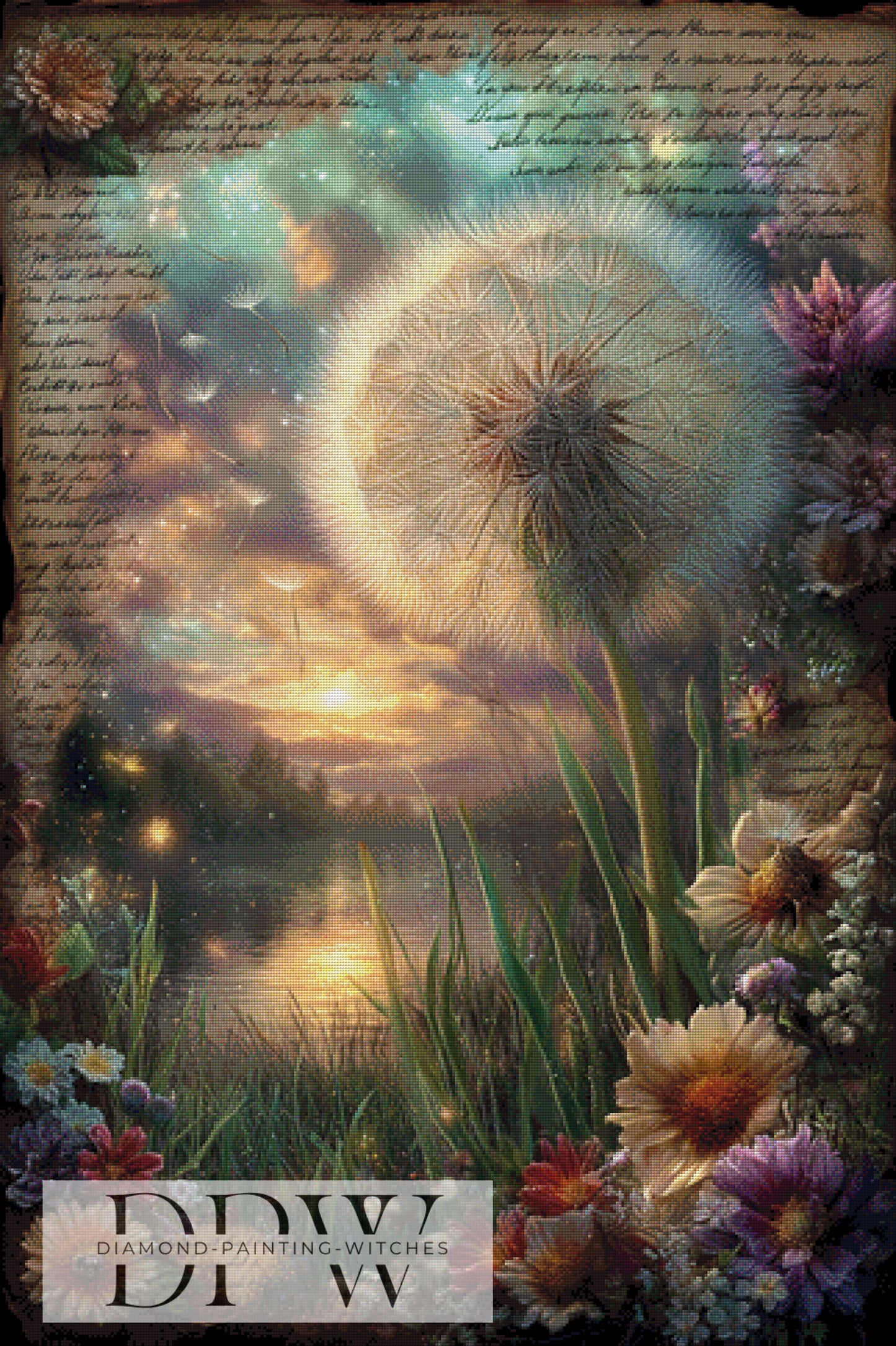 Vintage Pusteblume I by ellufija 80x120cm mit 220 Farben DPW-3519