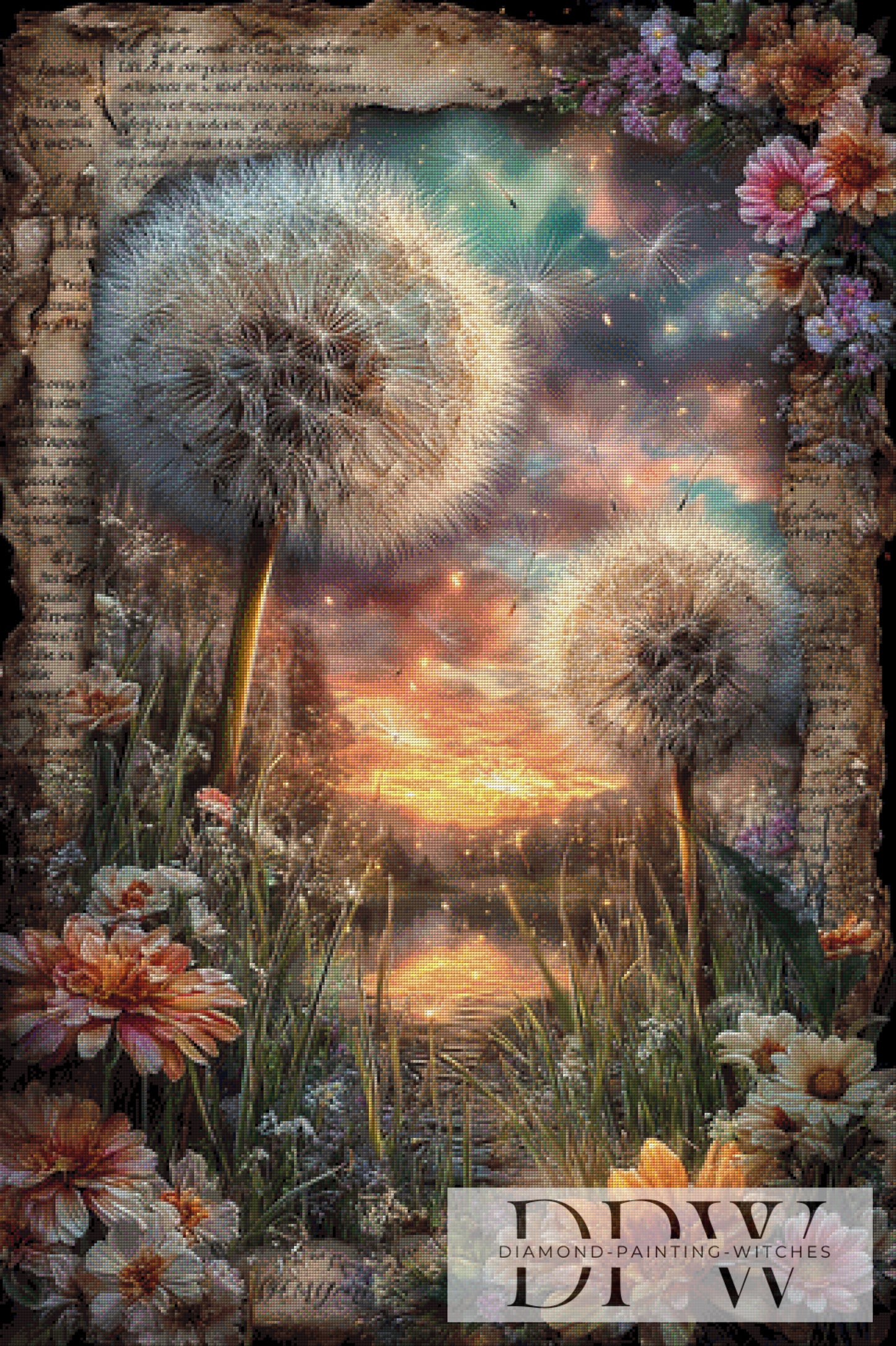 Vintage Pusteblume II by ellufija 80x120cm mit 250 Farben DPW-3520