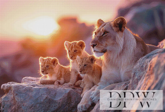 Lion Family by theA.art 110x75cm mit 155 Farben DPW-3542