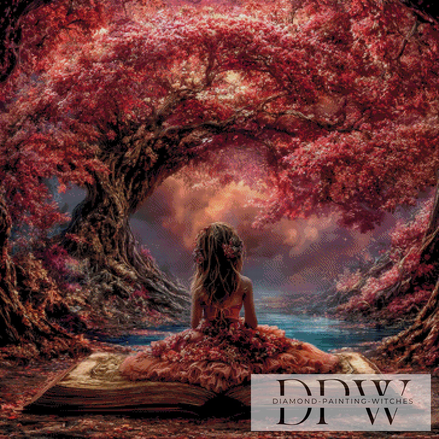 Chillen unter der Kirschblüte by ellufija 90x90cm mit 180 Farben DPW-3564