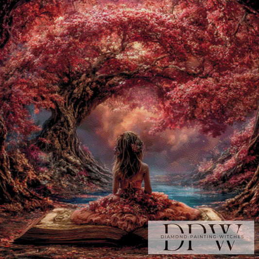 Chillen unter der Kirschblüte by ellufija 90x90cm mit 180 Farben DPW-3564