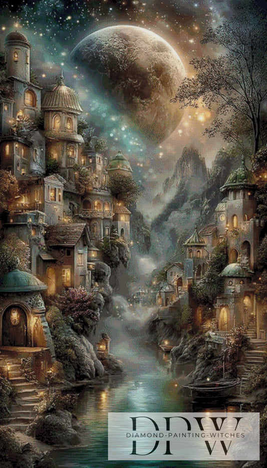 Mondschein Tal by Elly_A.I. 80x140cm mit 170 Farben DPW-3580