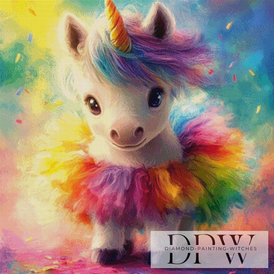 Knallbuntes Einhorn by ellufija 80x80cm mit 370 Farben DPW-3585