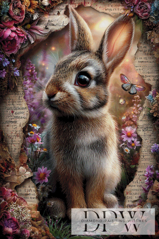 Vintage Hase by ellufija 80x120cm mit 280 Farben DPW-3605