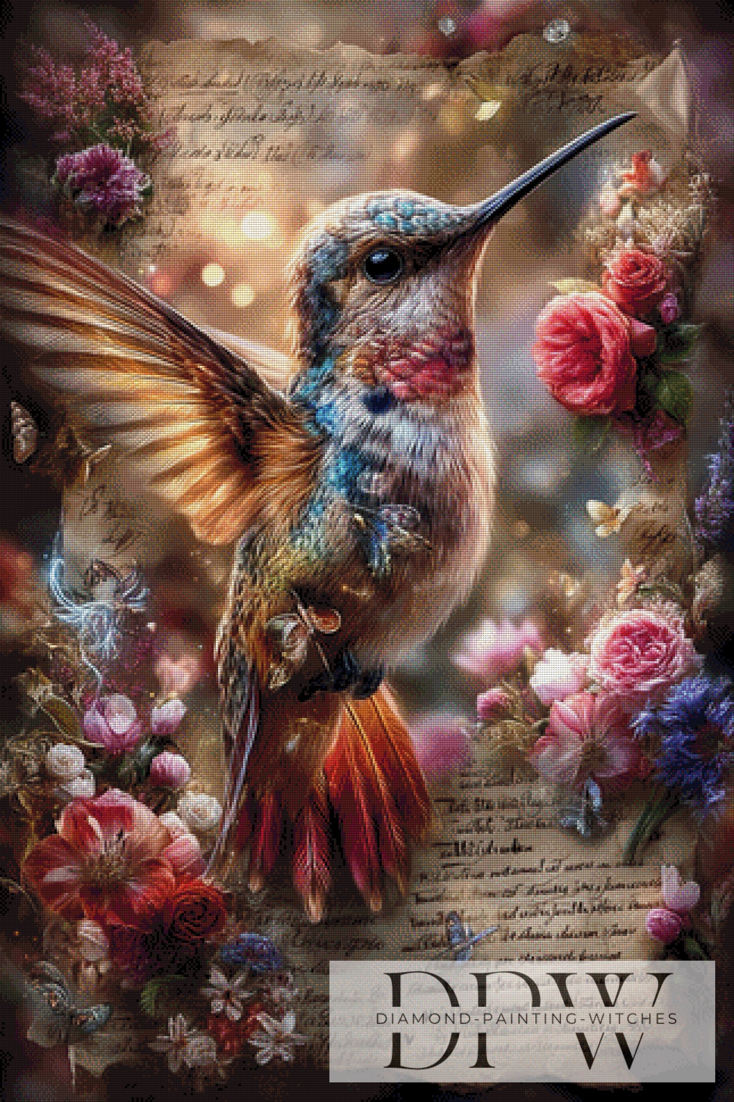 Vintage Kolibri by ellufija 80x120cm mit 300 Farben DPW-3610