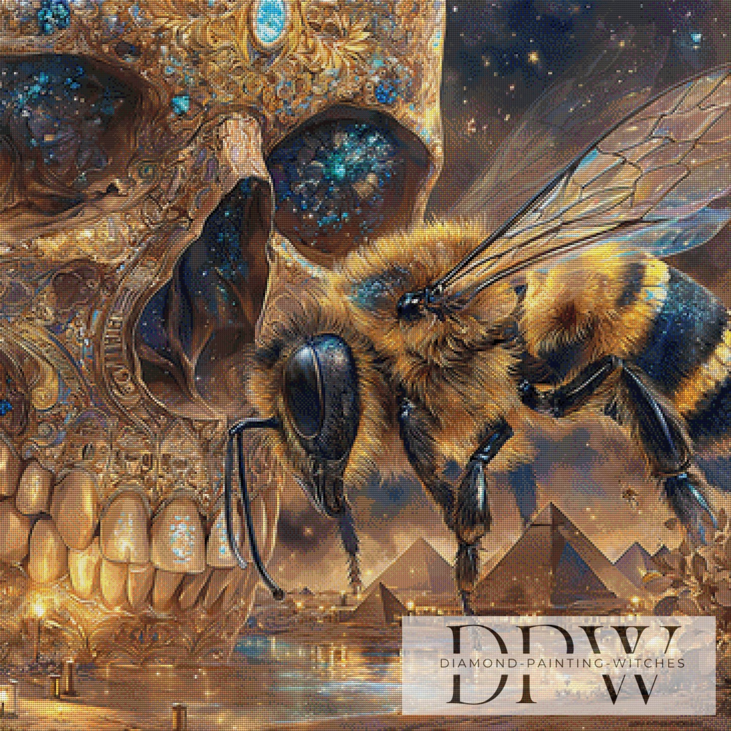 Skull mit Biene by Lisa Morgan 90x90cm mit 230 Farben DPW-3615