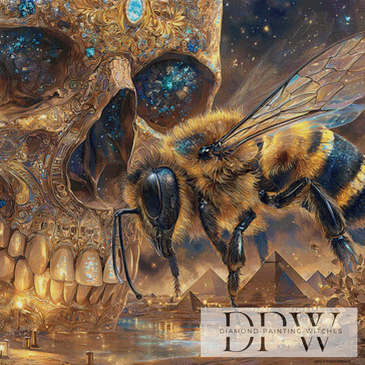 Skull mit Biene by Lisa Morgan 90x90cm mit 230 Farben DPW-3615