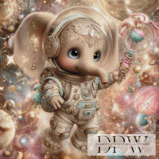 Astronautenelefant by Lisa Morgan 80x80cm mit 180 Farben DPW-3618