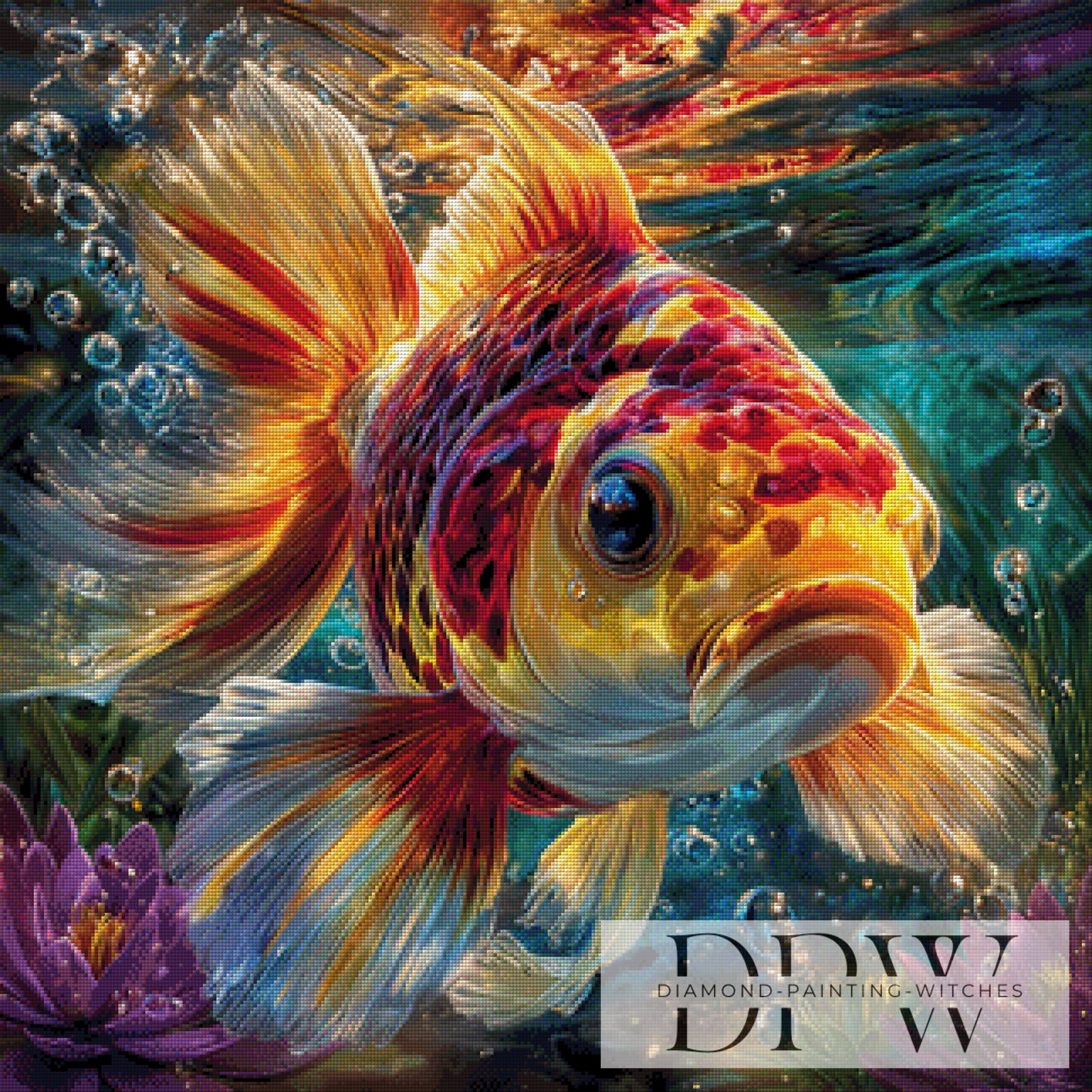 Fischilein der Fantasie by CreatiVart 80x80cm mit 330 Farben DPW-3627