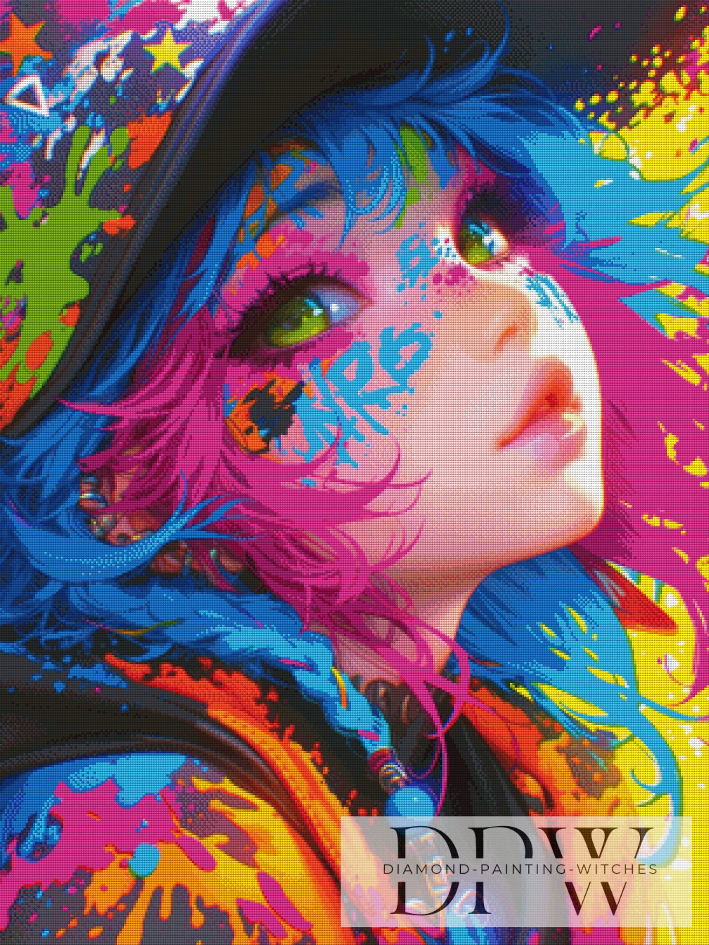 Colorsplash Girl  by _Sweet_Loco_AI 75x100cm mit 320 Farben DPW-3656