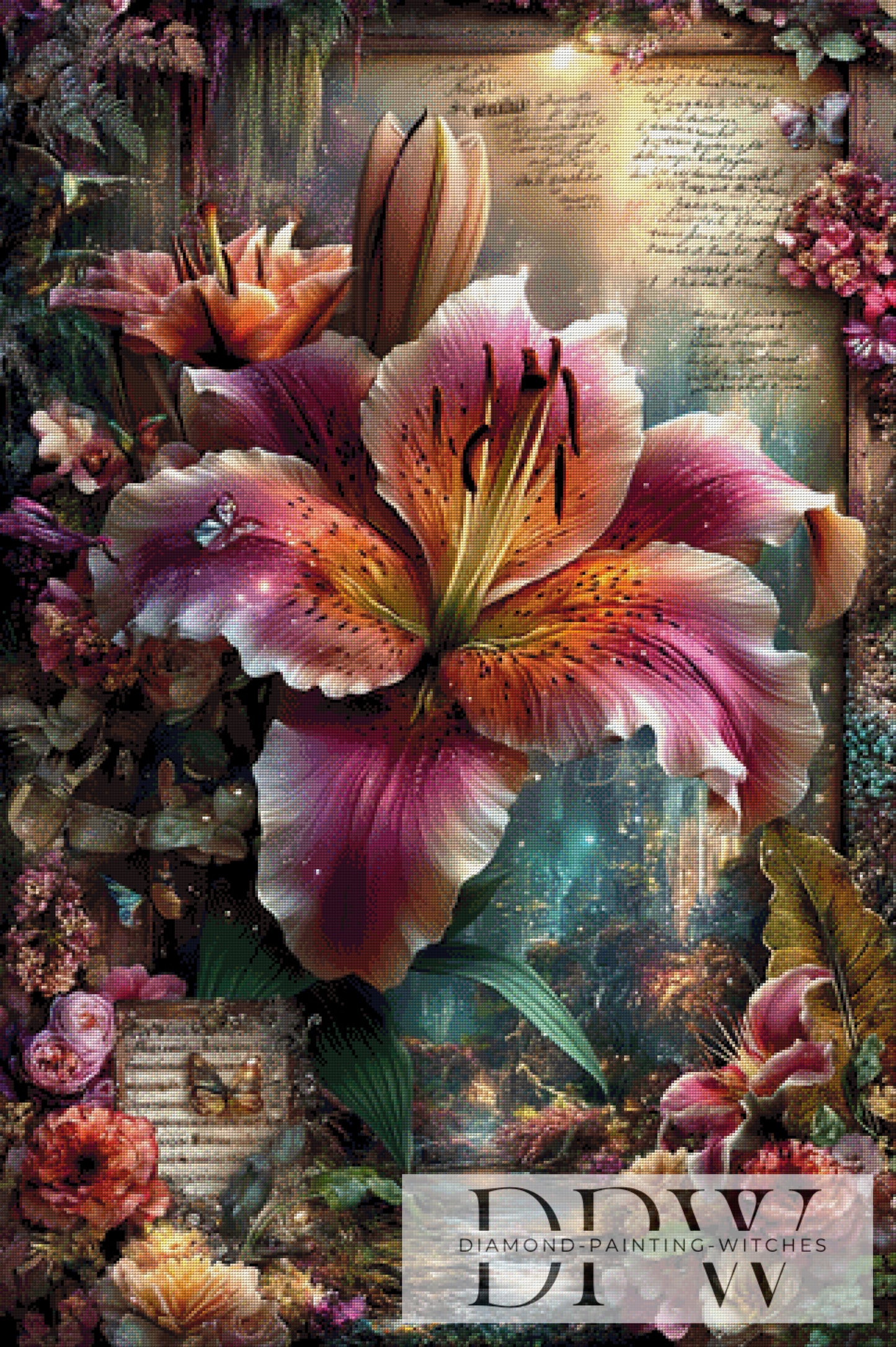 Vintage Lilie by ellufija 80x120cm mit 340 Farben DPW-3664