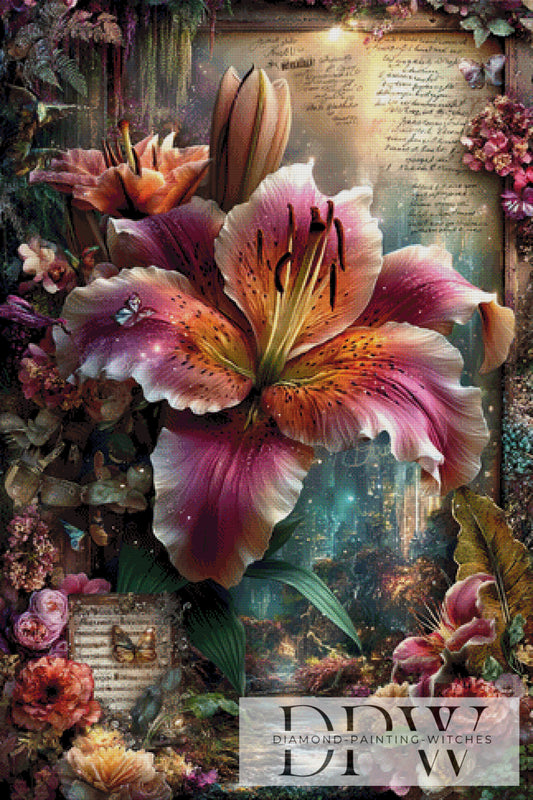 Vintage Lilie by ellufija 80x120cm mit 340 Farben DPW-3664