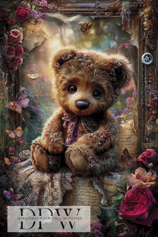 Vintage Teddy by ellufija 80x120cm mit 240 Farben DPW-3673