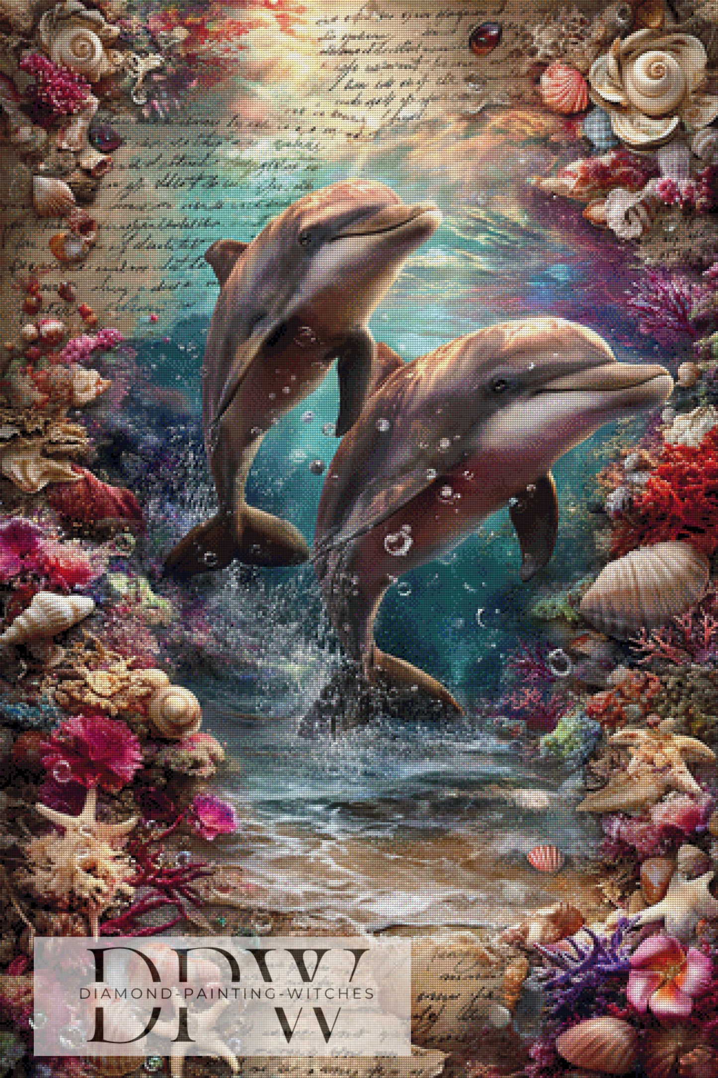 Vintage Delfine by ellufija 80x120cm mit 320 Farben DPW-3676