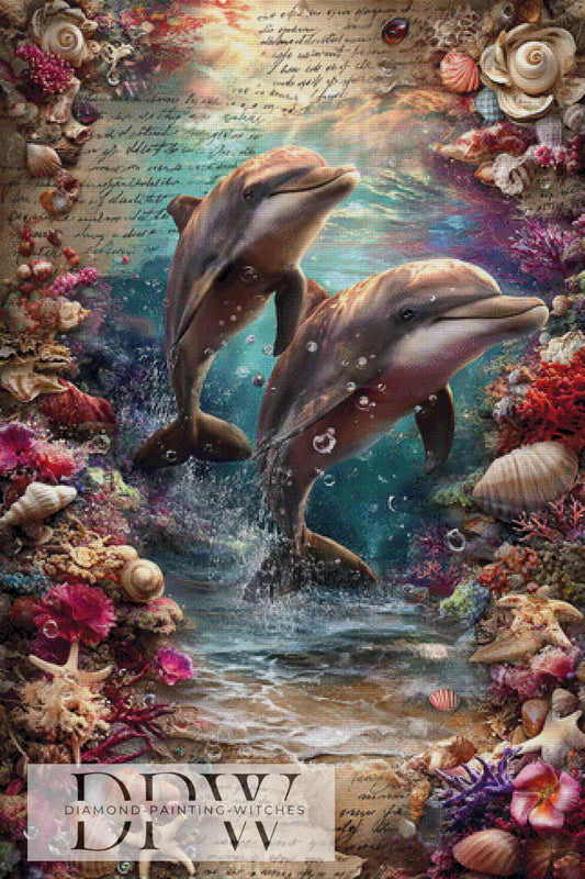 Vintage Delfine by ellufija 80x120cm mit 320 Farben DPW-3676