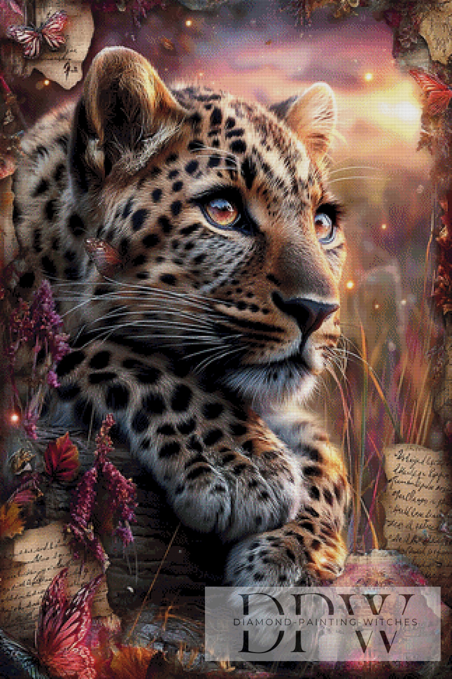 DPW-3678 Vintage Leopard by ellufija 80x120cm mit 240 Farben **SOFORTKAUF** ECKIGE Steine